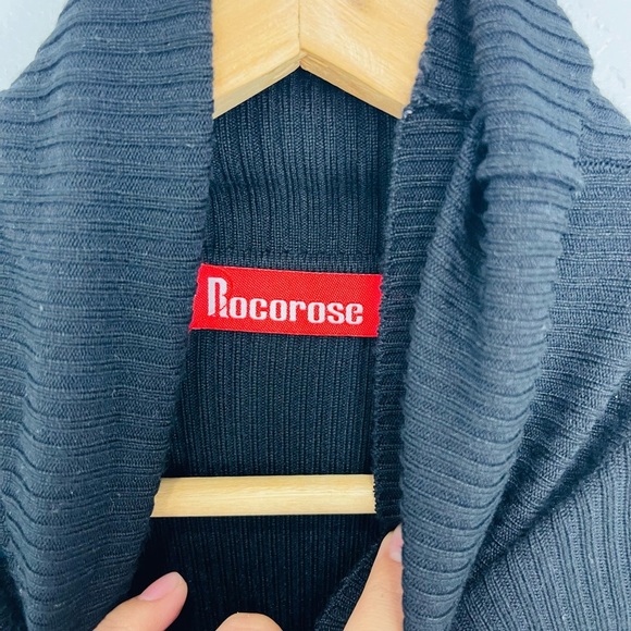 Rocorose Women's Turtleneck Ribbed Elbow Long Sleeve Knit Sweater Dress - Picture 7 of 8